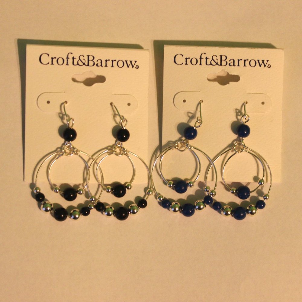 2 Pairs Croft & Barrow Beaded Earrings